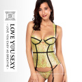 Lingerie sexy verte pur texture douce corset